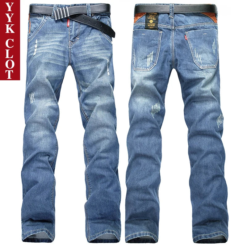 Men's Y2K Baggy Ripped Denim Jeans - Light Blue