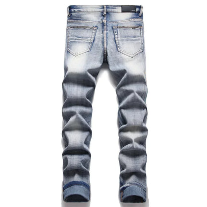 Summer Men's Handmade Ripped Cotton Jeans